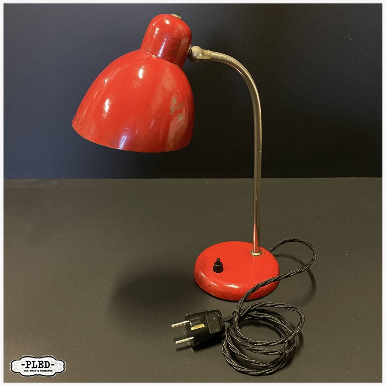 Kleine, rode bureaulamp, Bauhaus, circa 1935 - Afbeelding 14