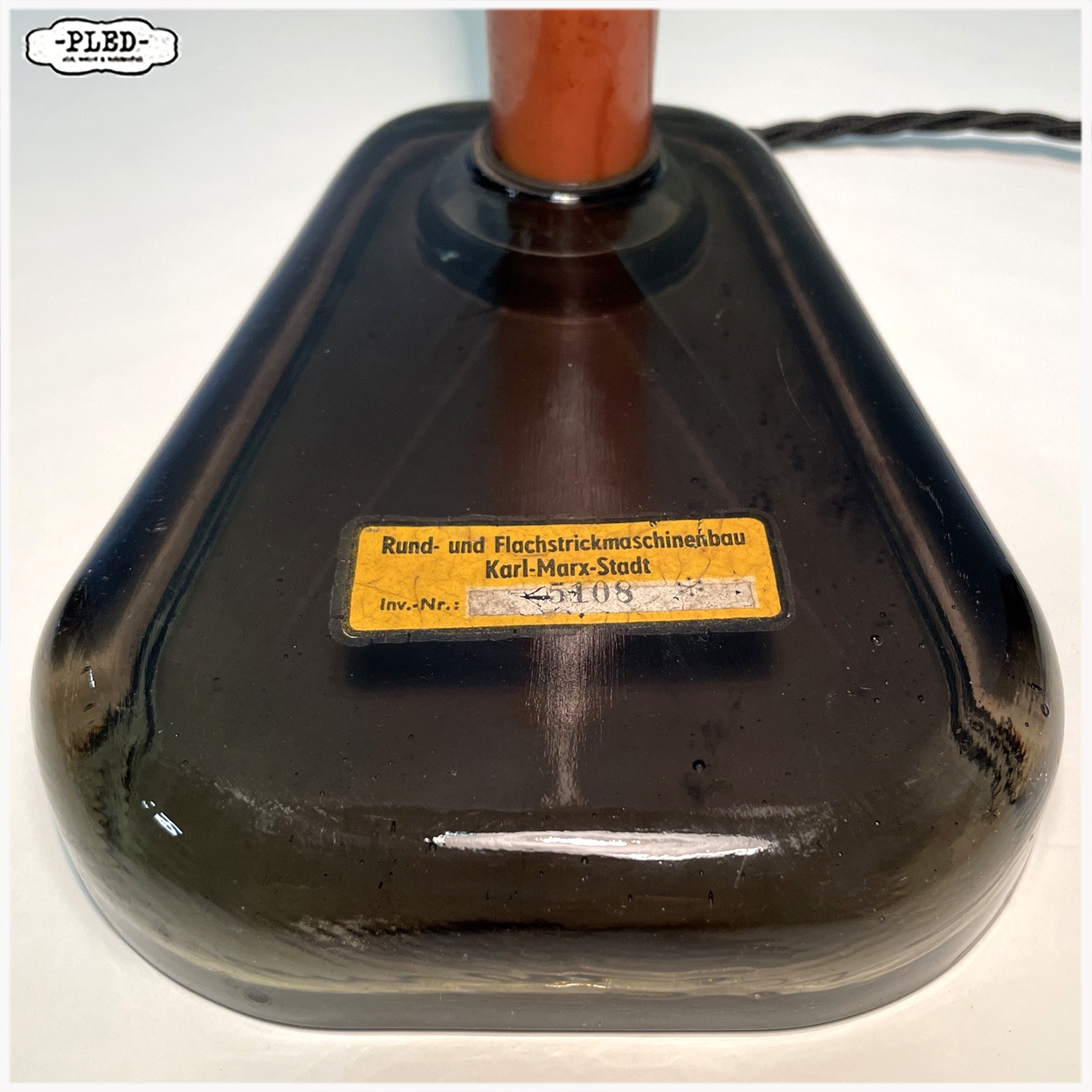 Zeldzame Duitse bureaulamp met glazen voet, Bauhaus - Afbeelding 13