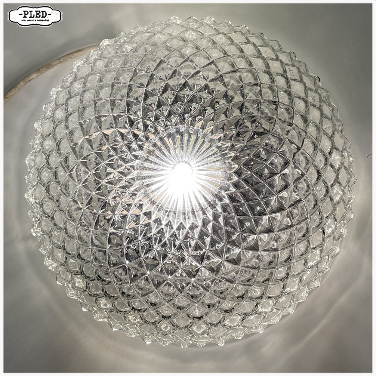 Vintage glazen plafonniere / wandlamp