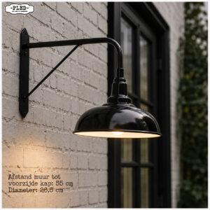 Zwart geëmailleerde wandlamp / buitenlamp