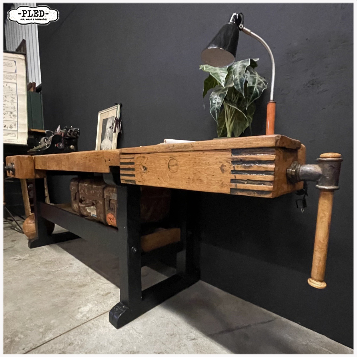 Erg fraaie, oude, robuuste houten werkbank - Afbeelding 7