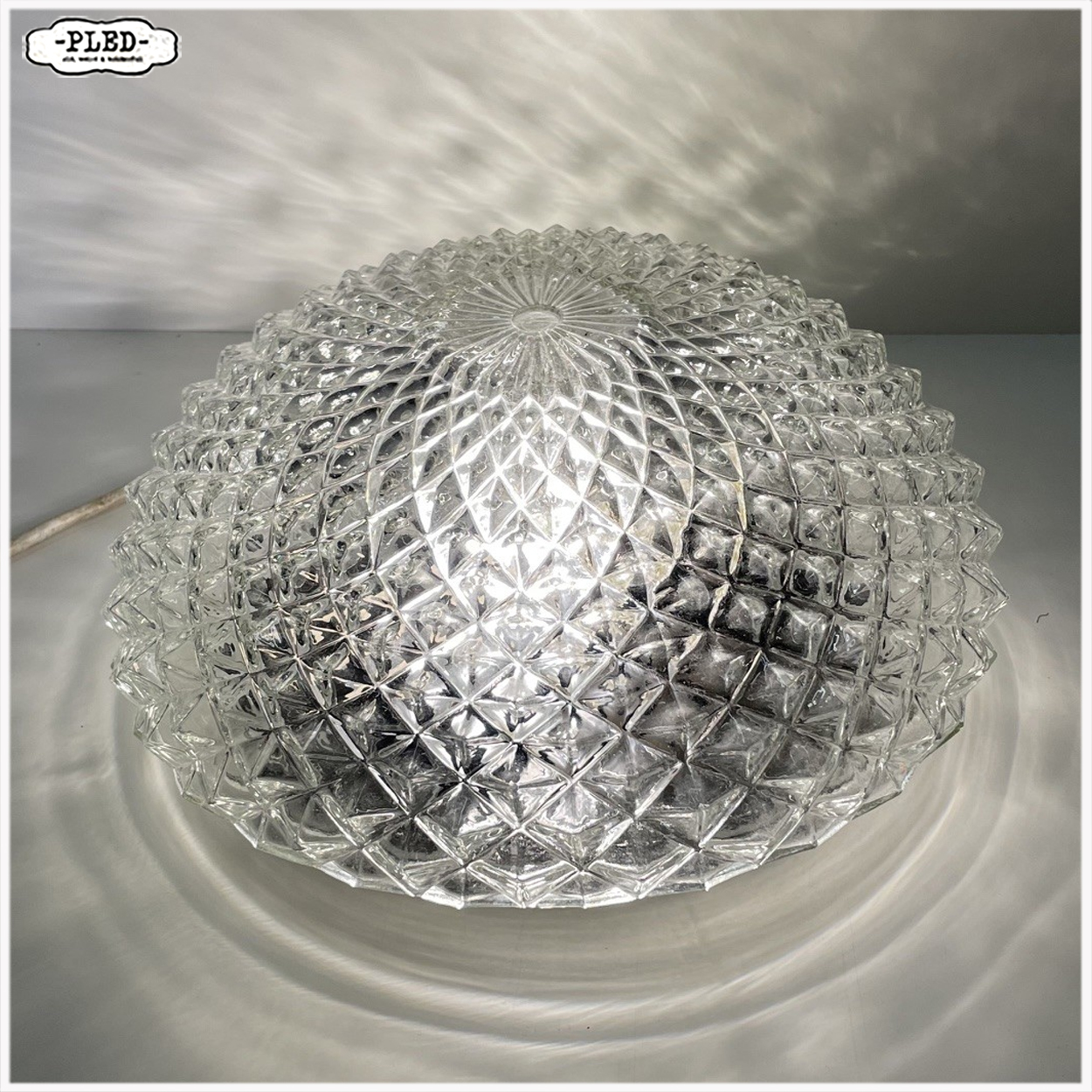Vintage glazen plafonniere / wandlamp - Afbeelding 3