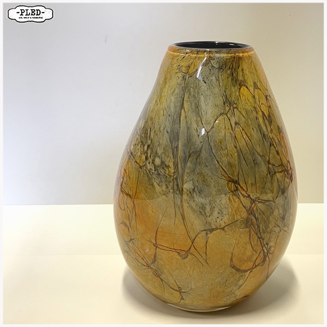 Amberkleurige "Art Glass" vaas uit Krosno, Polen - Afbeelding 2