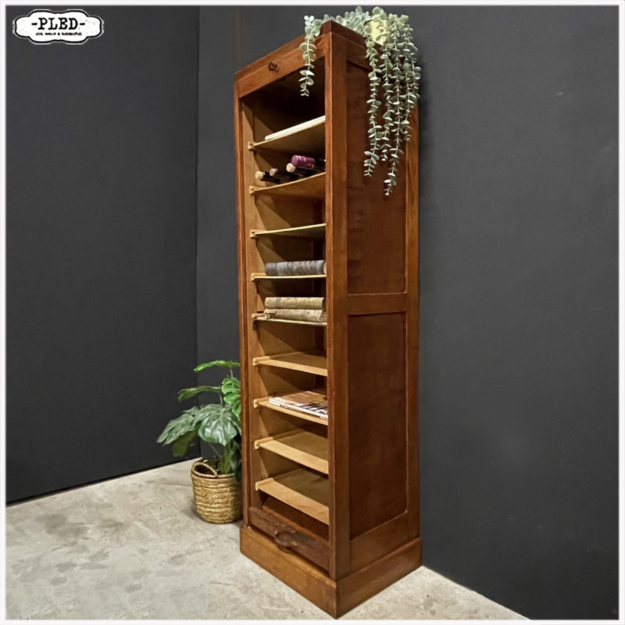 Oud roldeur kastje, 150 cm hoog - Afbeelding 4