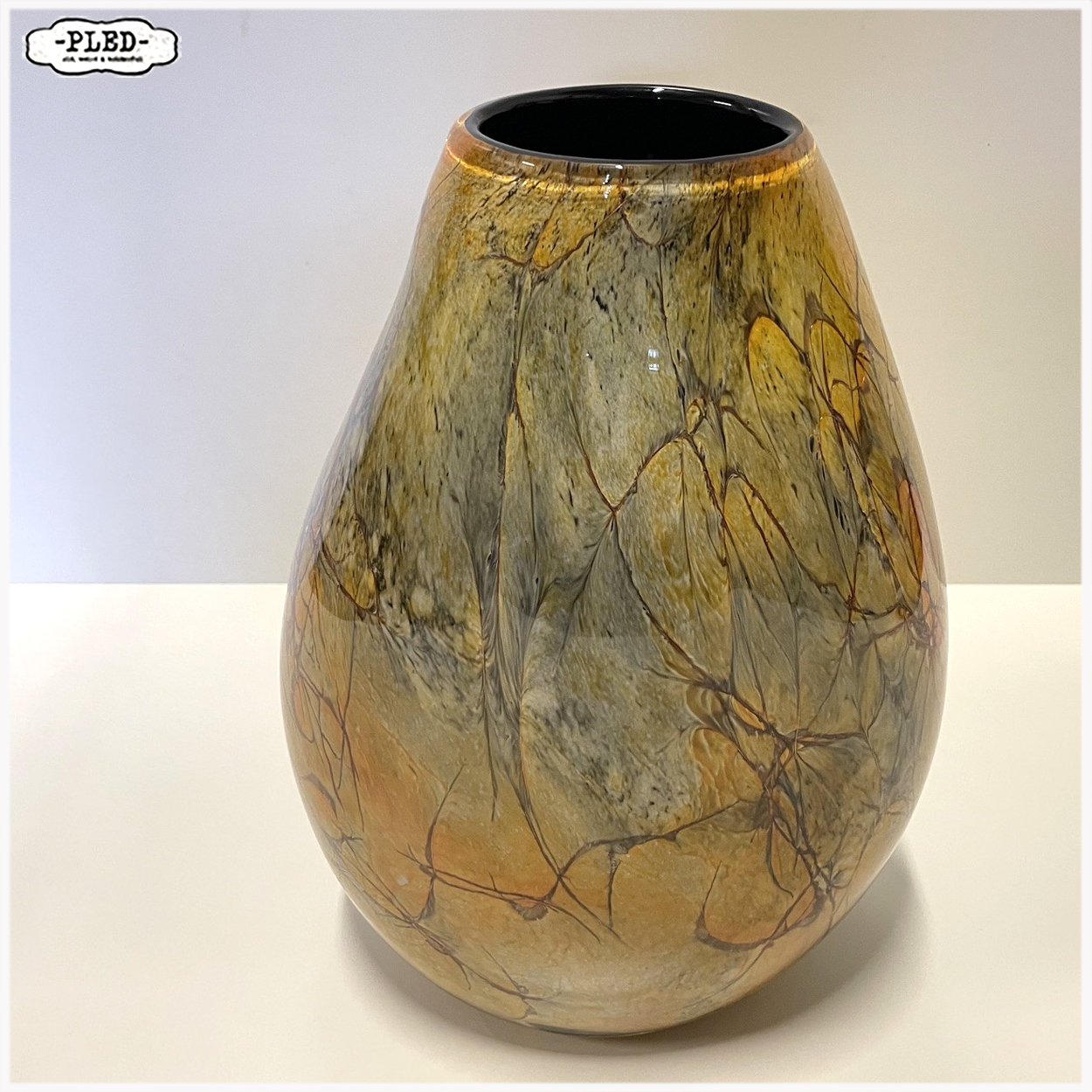 Amberkleurige "Art Glass" vaas uit Krosno, Polen - Afbeelding 3