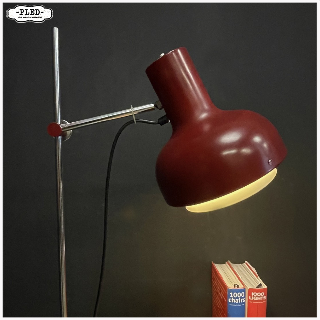 Vintage wijnrode vloerlamp, Josef Hurka voor Napako, 1970s - Afbeelding 6