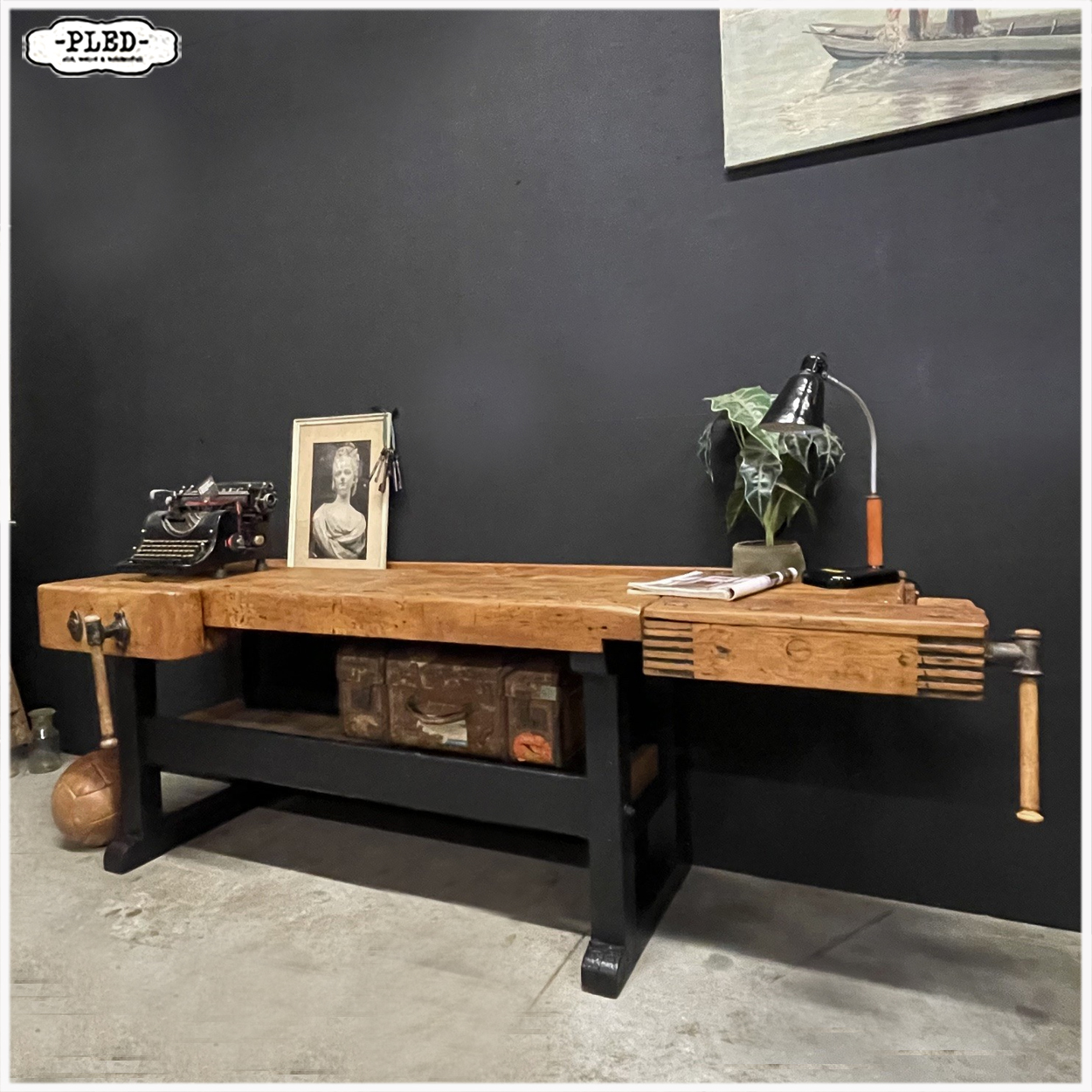 Erg fraaie, oude, robuuste houten werkbank - Afbeelding 5