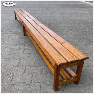 Vintage houten gym bank, 303 cm