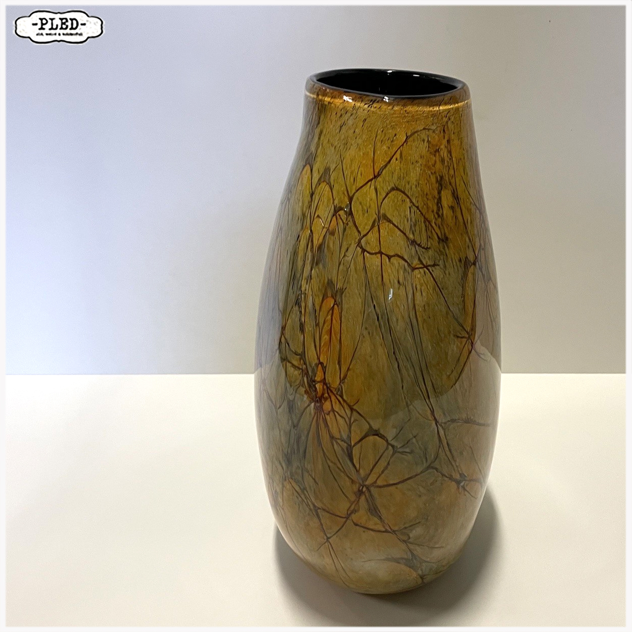 Amberkleurige "Art Glass" vaas uit Krosno, Polen - Afbeelding 4