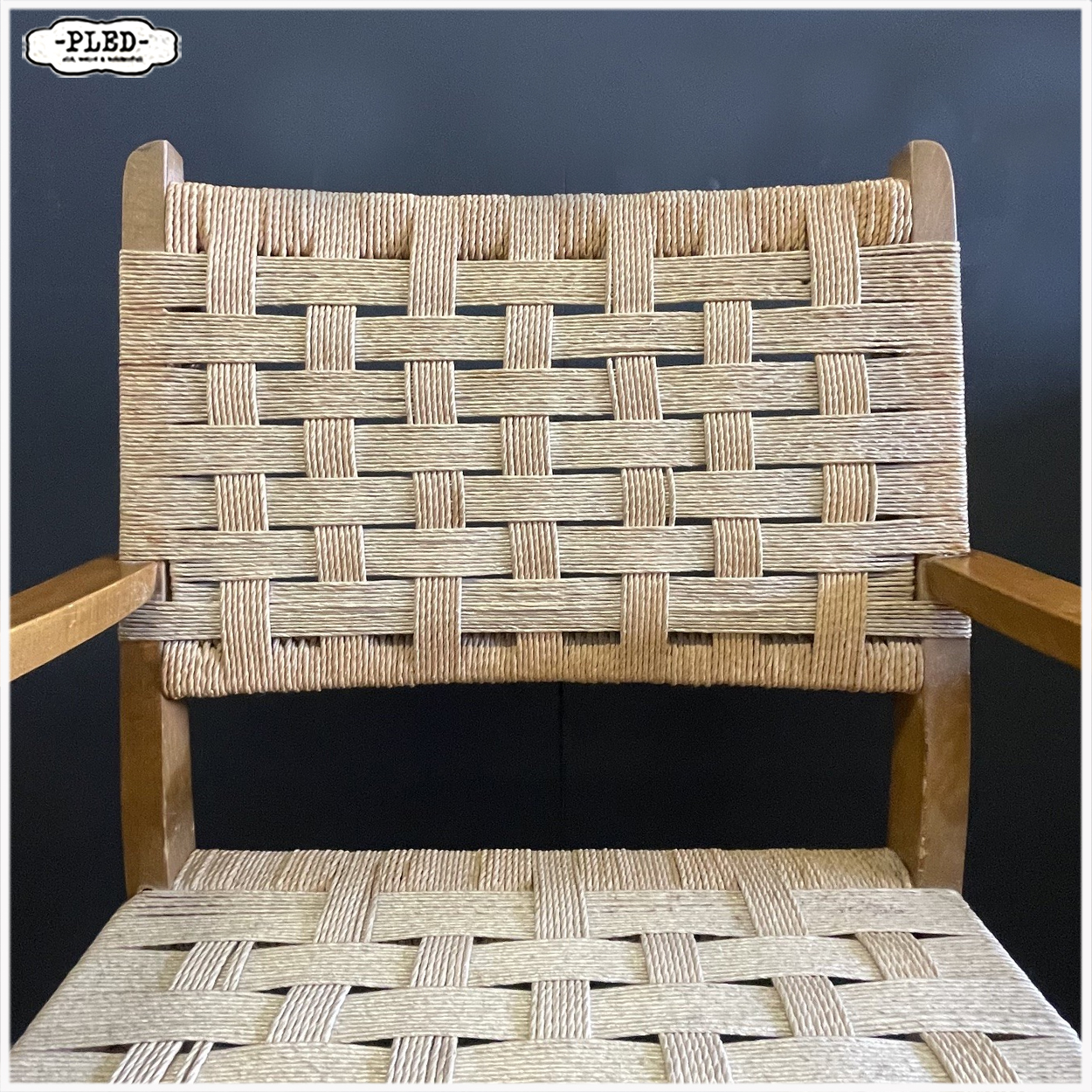 Fauteuil van gebogen hout en touw, in de stijl van Dieckman, 1950s - Afbeelding 8