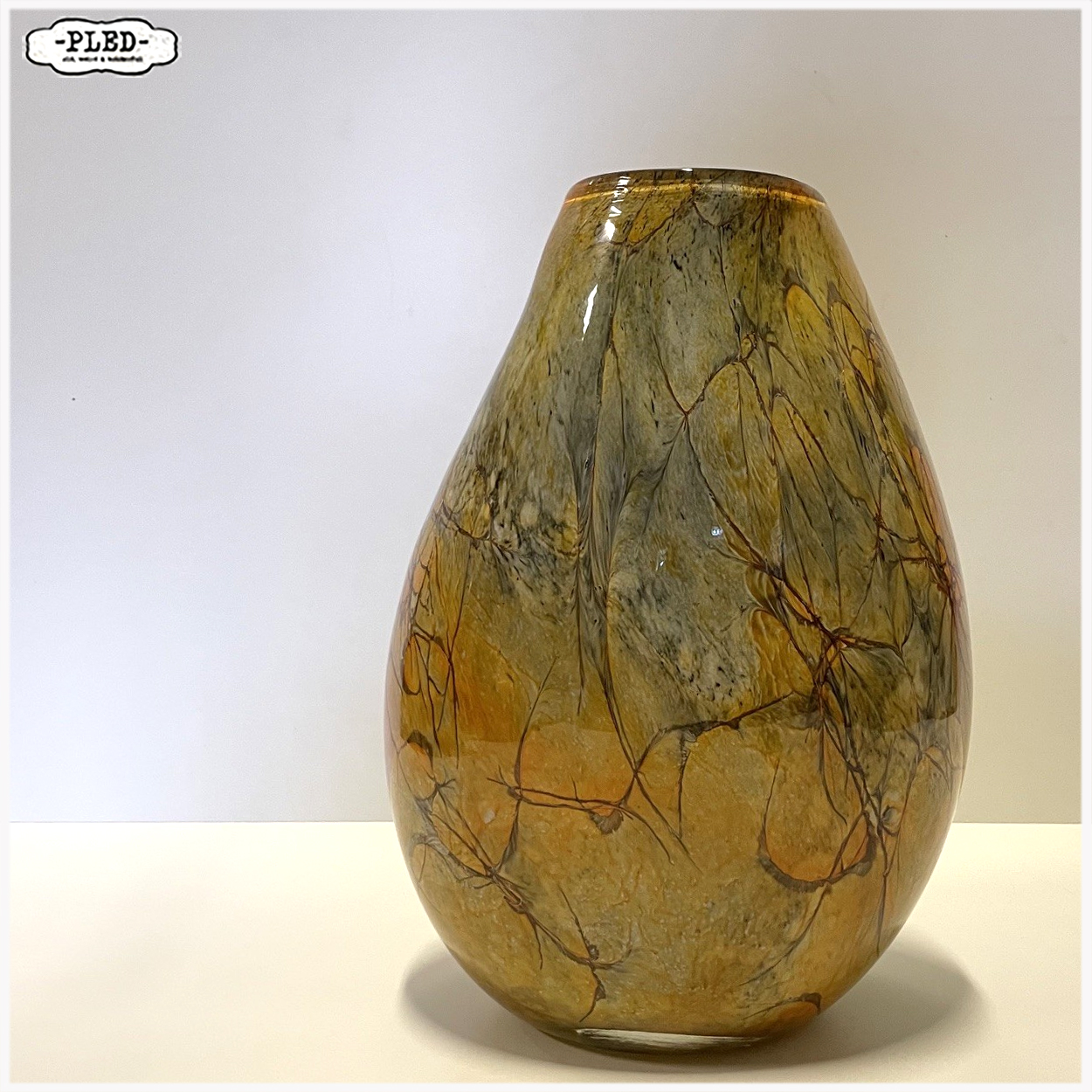 Amberkleurige "Art Glass" vaas uit Krosno, Polen - Afbeelding 5