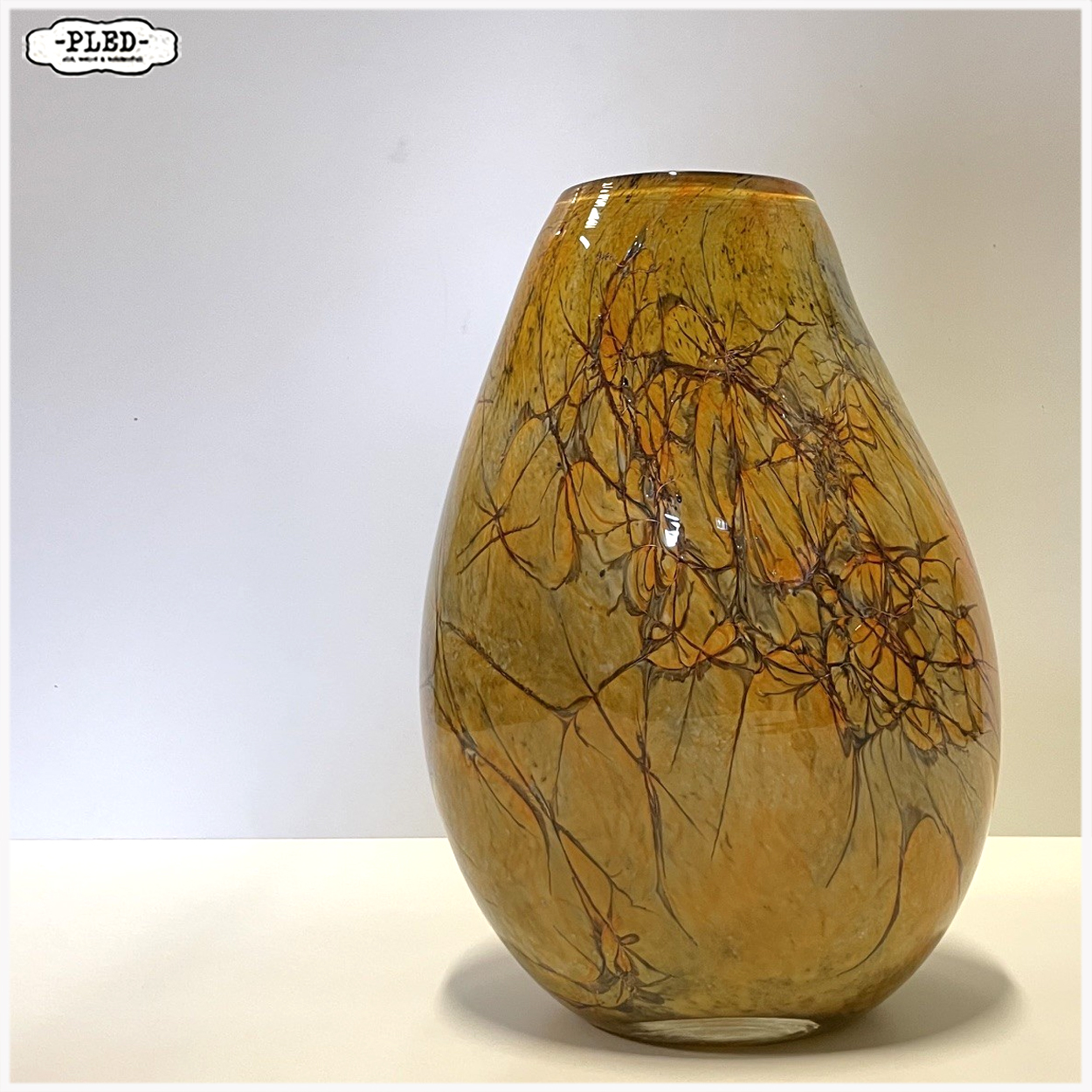 Amberkleurige "Art Glass" vaas uit Krosno, Polen - Afbeelding 6
