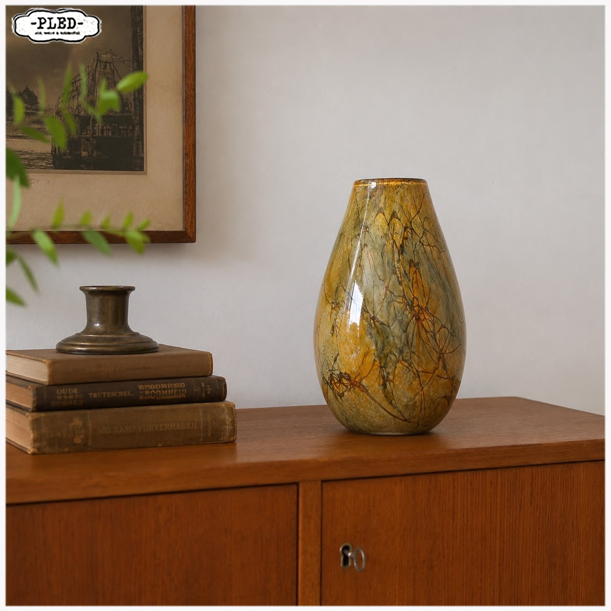 Amberkleurige "Art Glass" vaas uit Krosno, Polen - Afbeelding 10