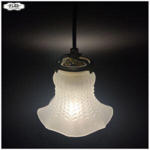 Vintage glazen hanglampje met gesatineerd glas