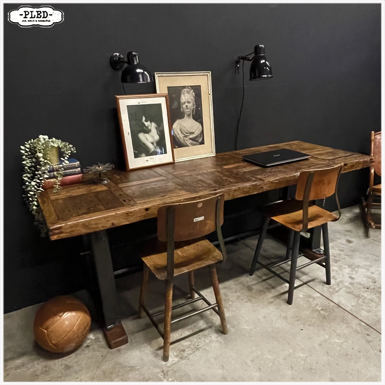 Oude werkbank / industriële werkplek / sidetable - Afbeelding 18