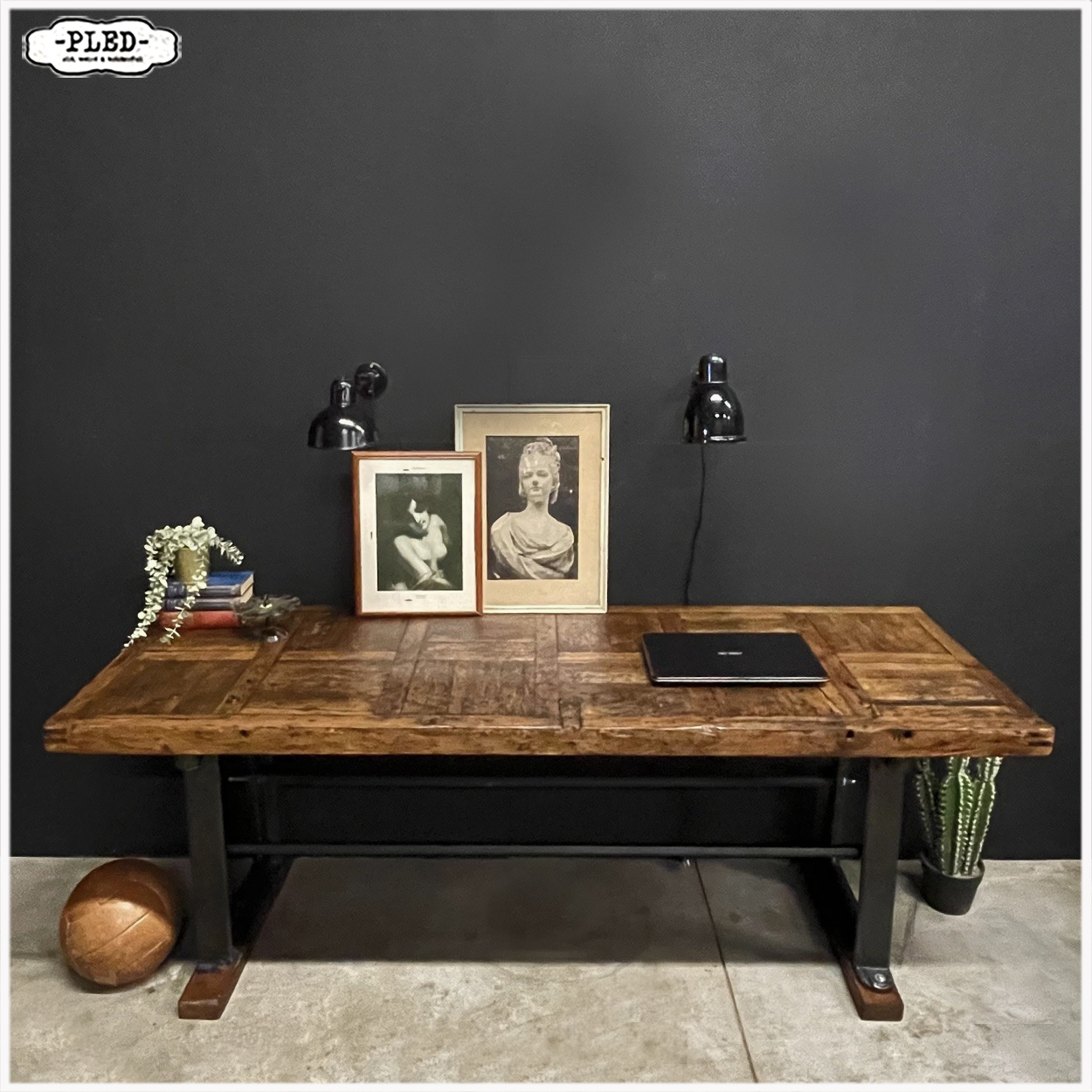 Oude werkbank / industriële werkplek / sidetable - Afbeelding 4