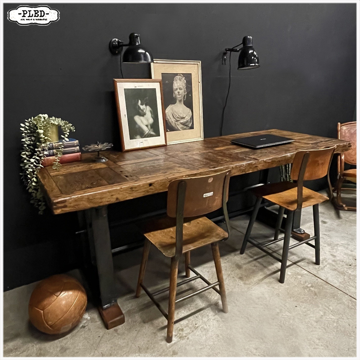 Oude werkbank / industriële werkplek / sidetable - Afbeelding 6