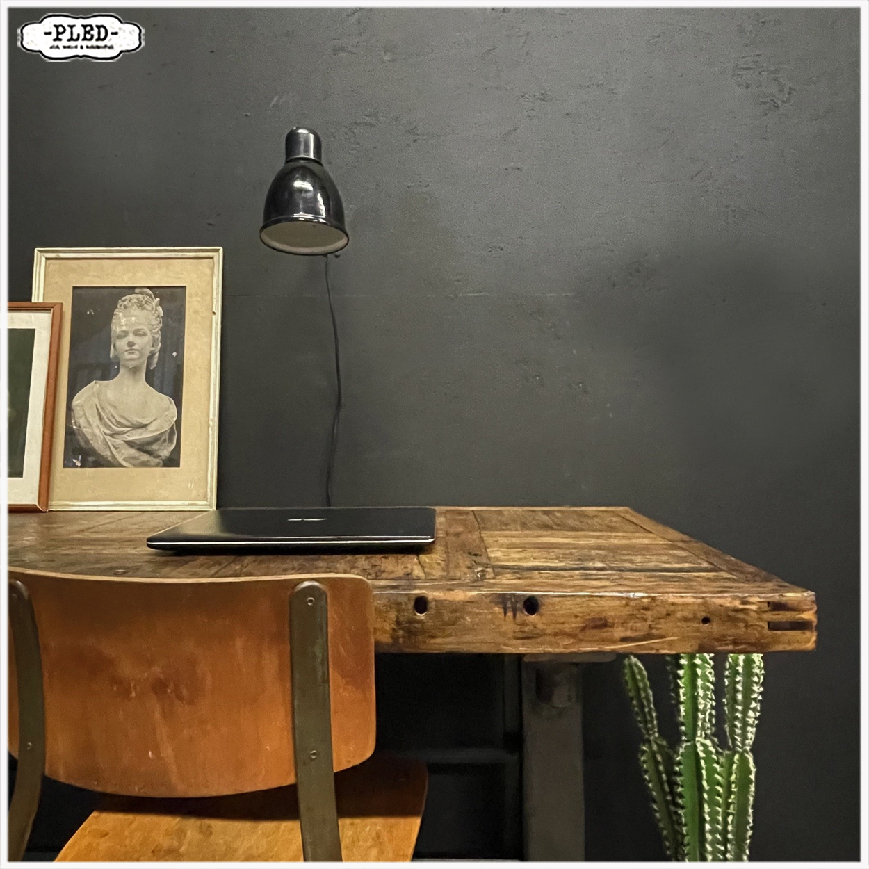 Oude werkbank / industriële werkplek / sidetable - Afbeelding 8
