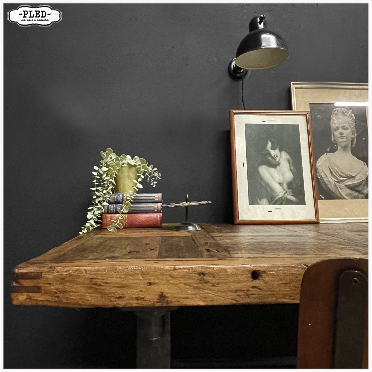 Oude werkbank / industriële werkplek / sidetable - Afbeelding 9