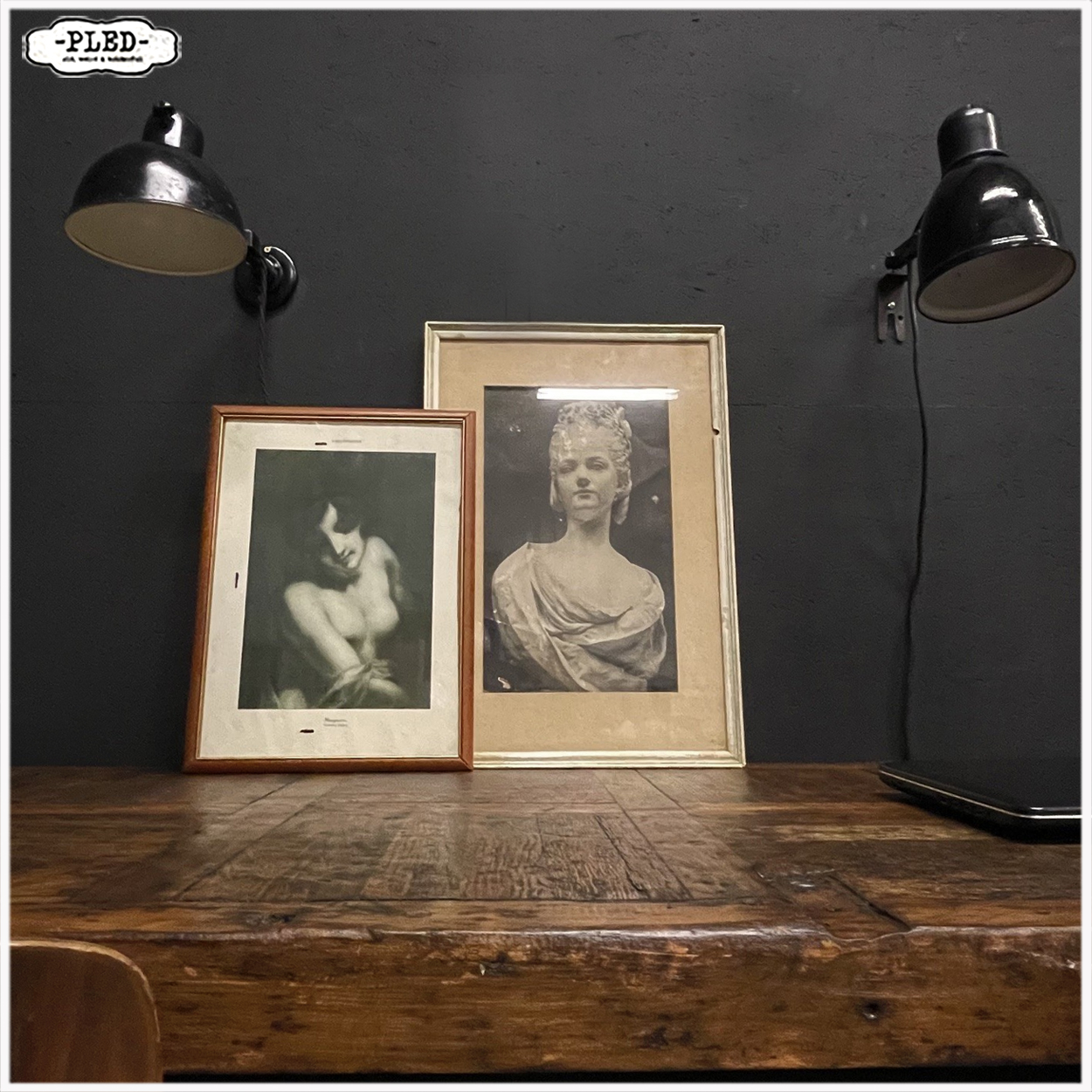 Oude werkbank / industriële werkplek / sidetable - Afbeelding 12