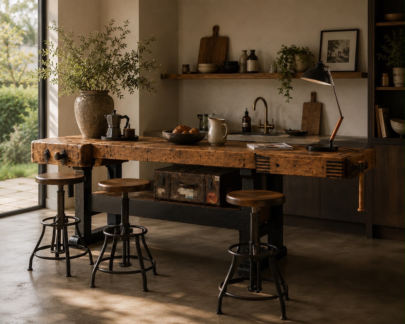 Erg fraaie, oude, robuuste houten werkbank - Afbeelding 27