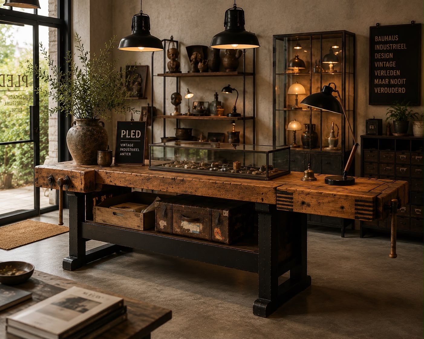 Erg fraaie, oude, robuuste houten werkbank - Afbeelding 23