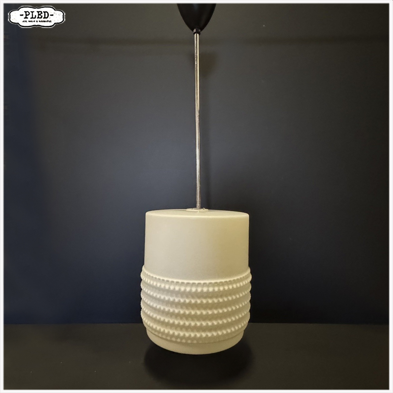 Cilindervormige opaline pendellamp, Bohemen, 1960s - Afbeelding 3