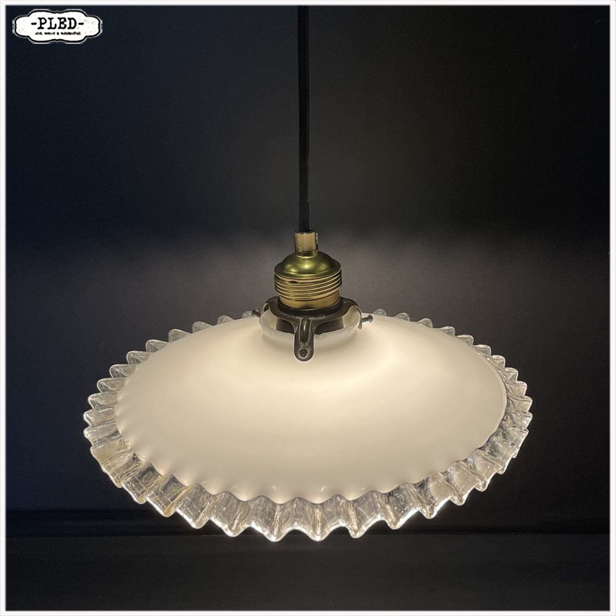 Oud opaline schoenmakers hanglampje - Afbeelding 3