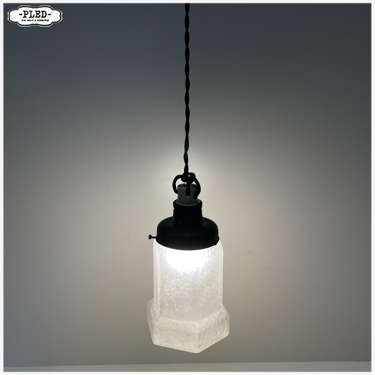 Oud glazen art deco hanglampje - Afbeelding 3