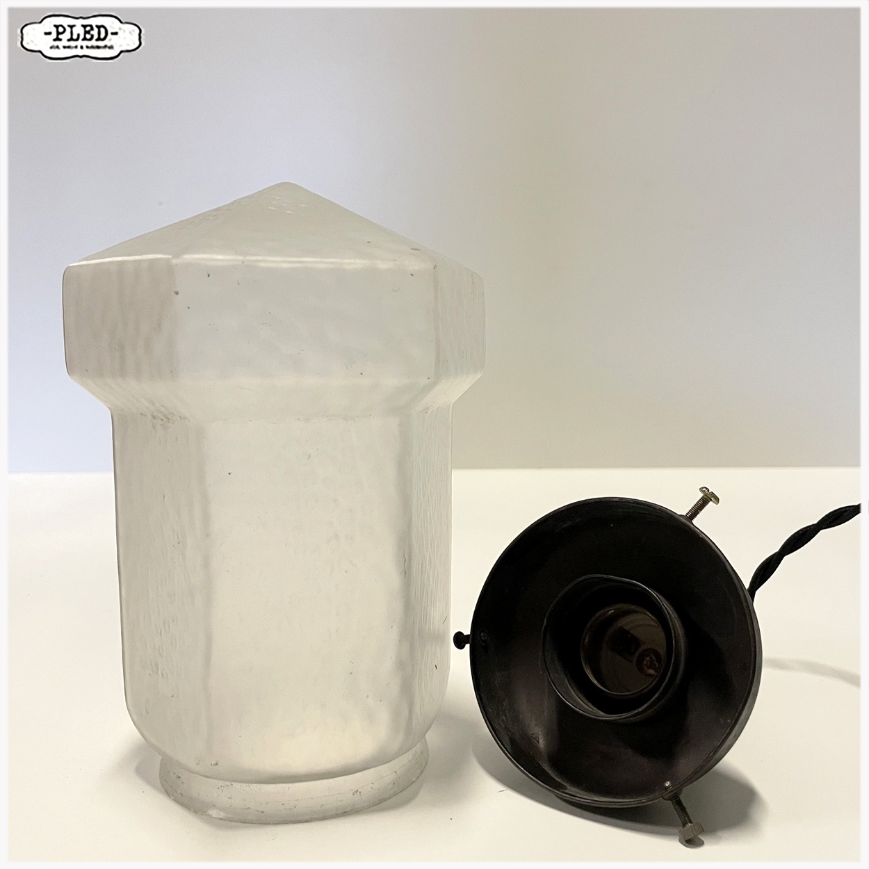 Oud glazen art deco hanglampje - Afbeelding 7