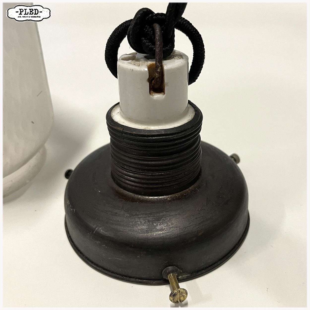 Oud glazen art deco hanglampje - Afbeelding 8