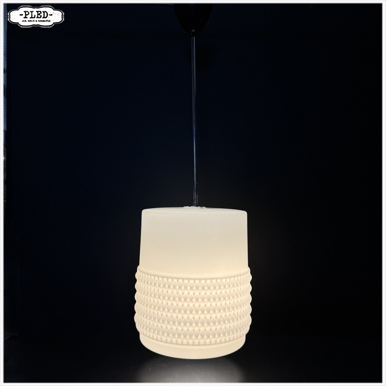 Cilindervormige opaline pendellamp, Bohemen, 1960s - Afbeelding 2