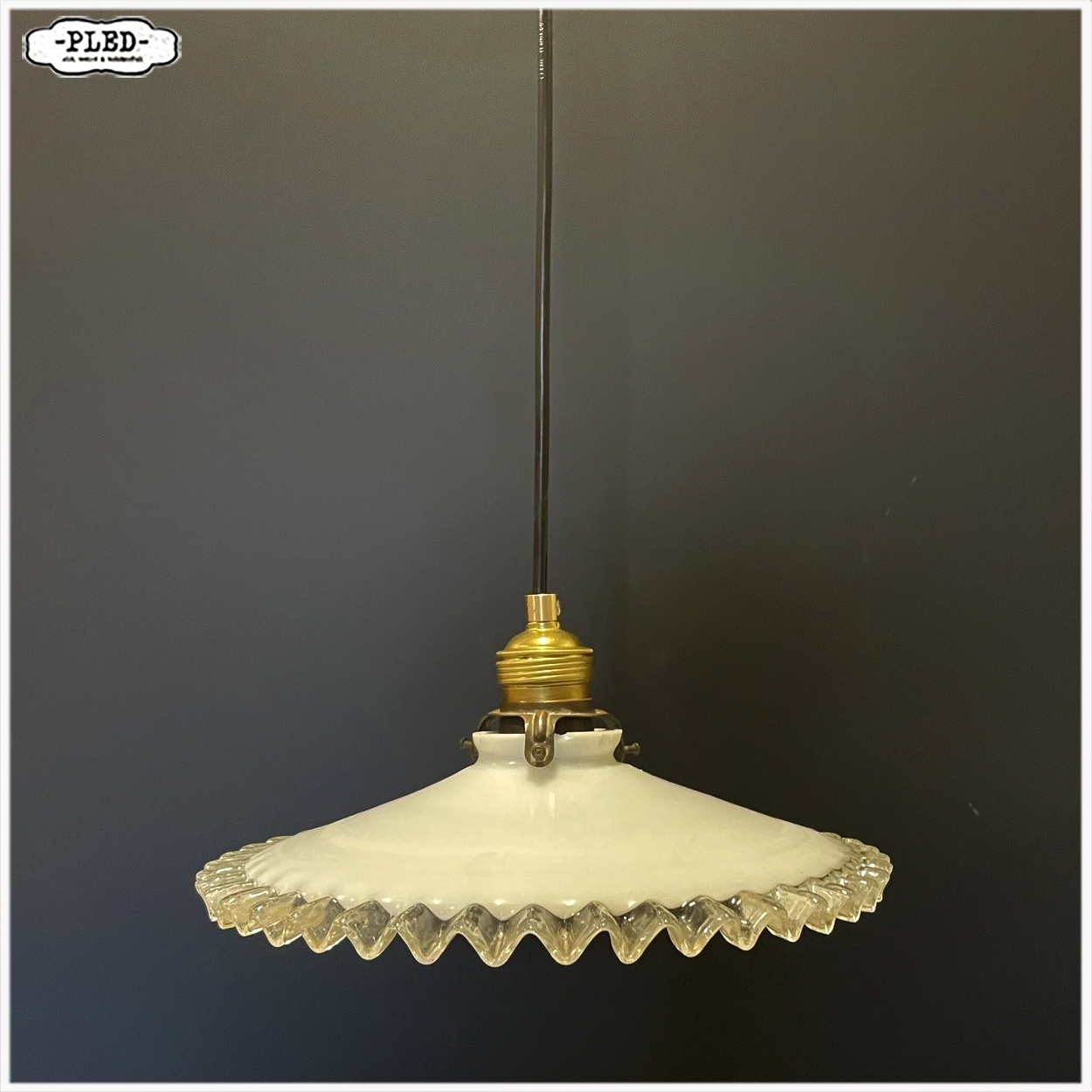 Oud opaline schoenmakers hanglampje - Afbeelding 2