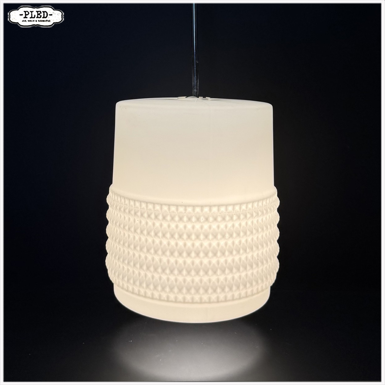 Cilindervormige opaline pendellamp, Bohemen, 1960s - Afbeelding 6