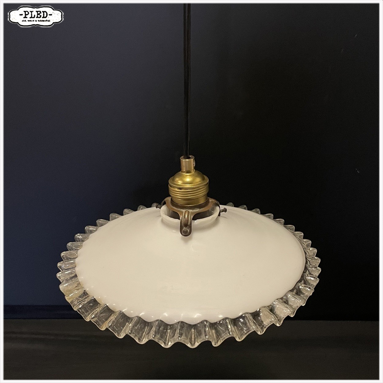 Oud opaline schoenmakers hanglampje - Afbeelding 4