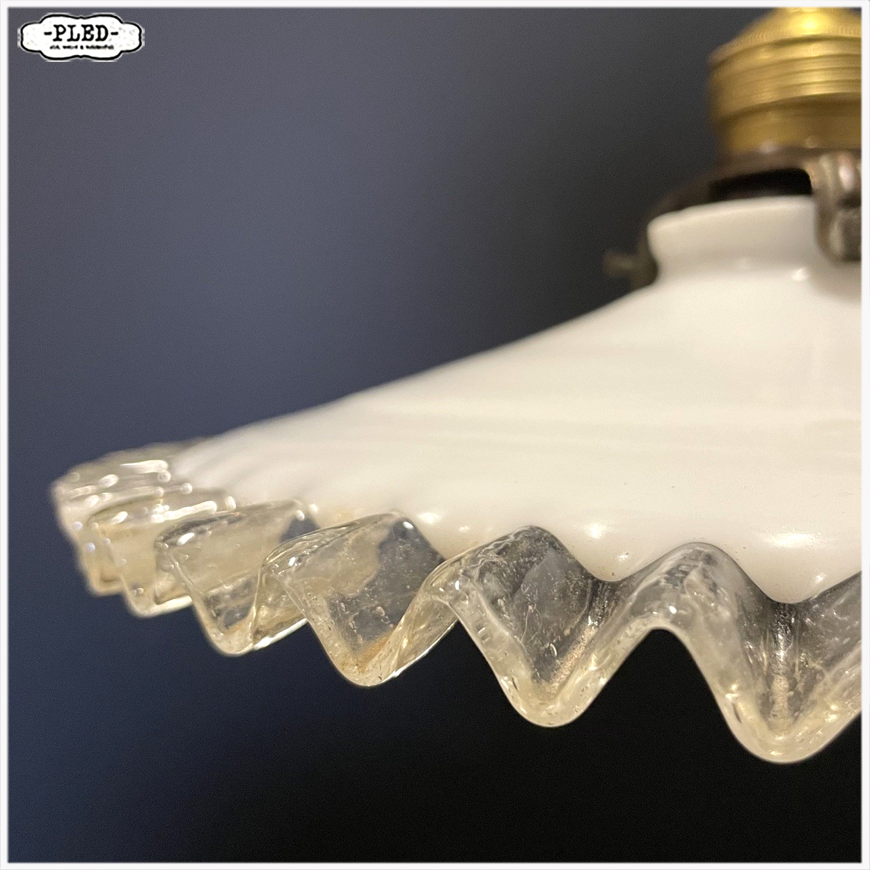 Oud opaline schoenmakers hanglampje - Afbeelding 7
