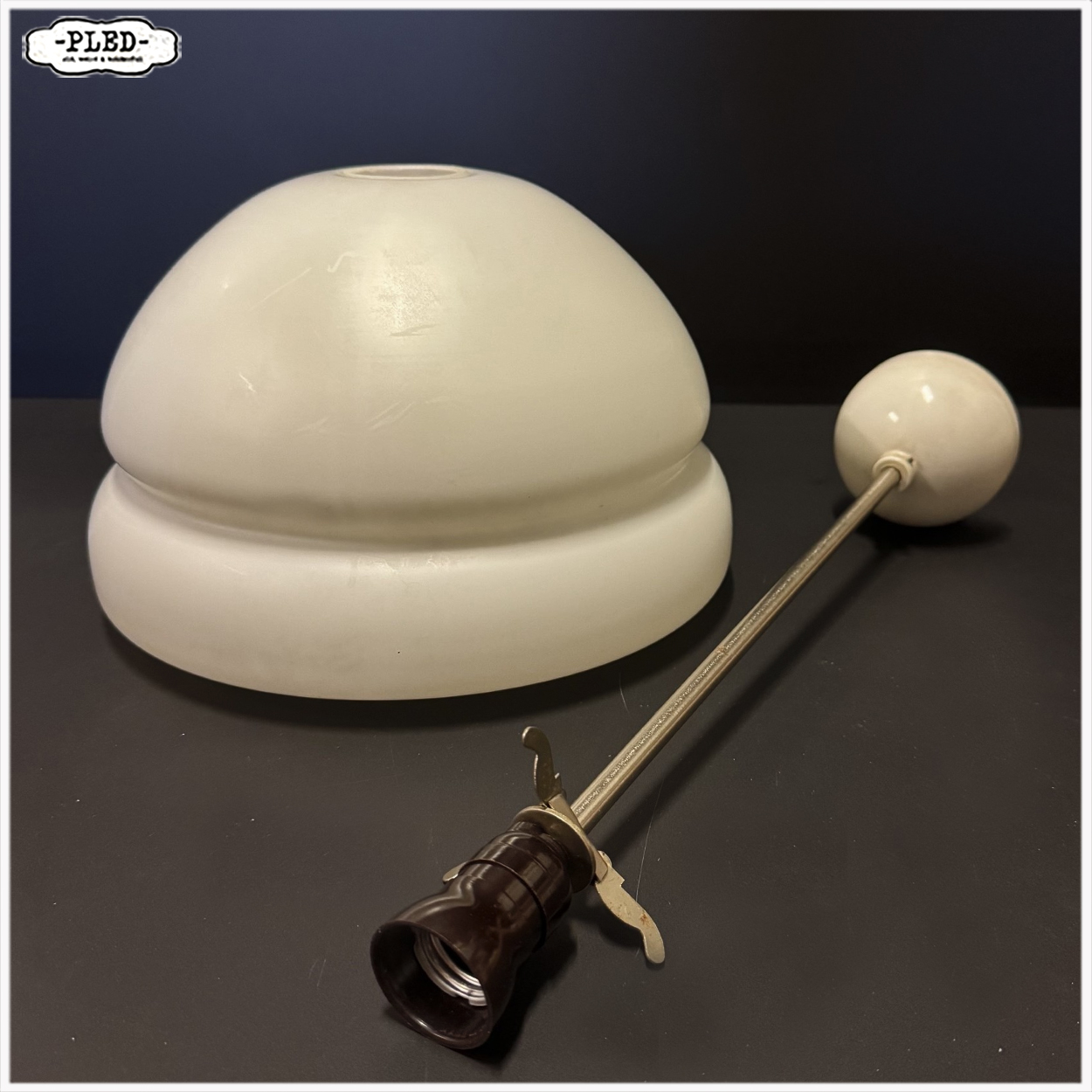 Vintage opaline pendellamp - Afbeelding 11