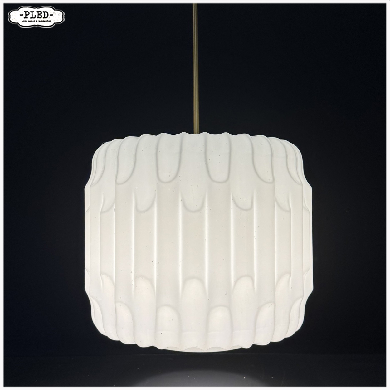 Sculpturale opaline pendellamp, Karel Volf - Afbeelding 3