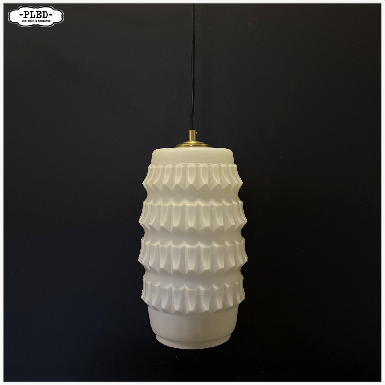 Vintage sculpturale opaline hanglamp, Tsjechoslowakije 1960s - Afbeelding 3