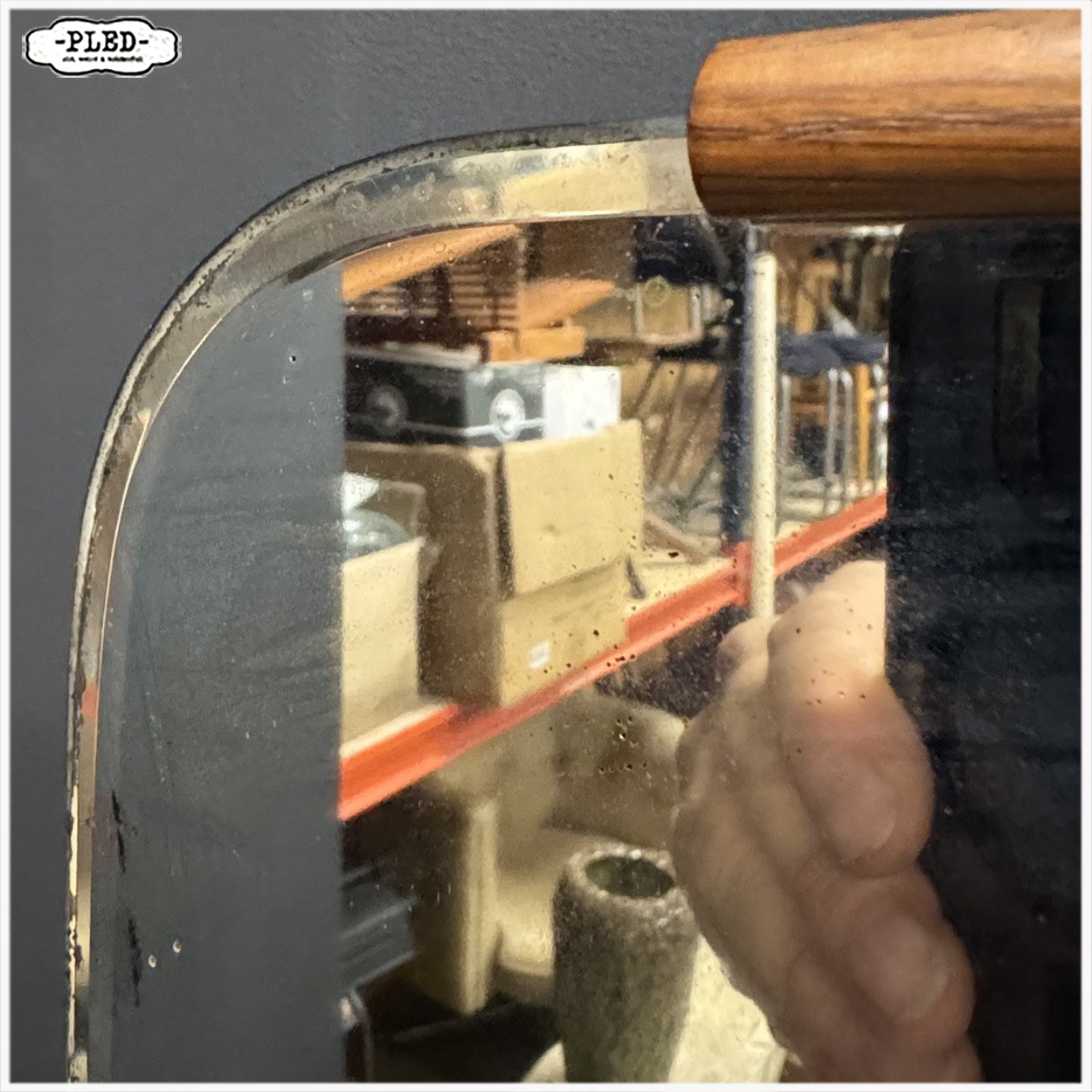 midcentury halkastje met facet geslepen spiegel - Afbeelding 9