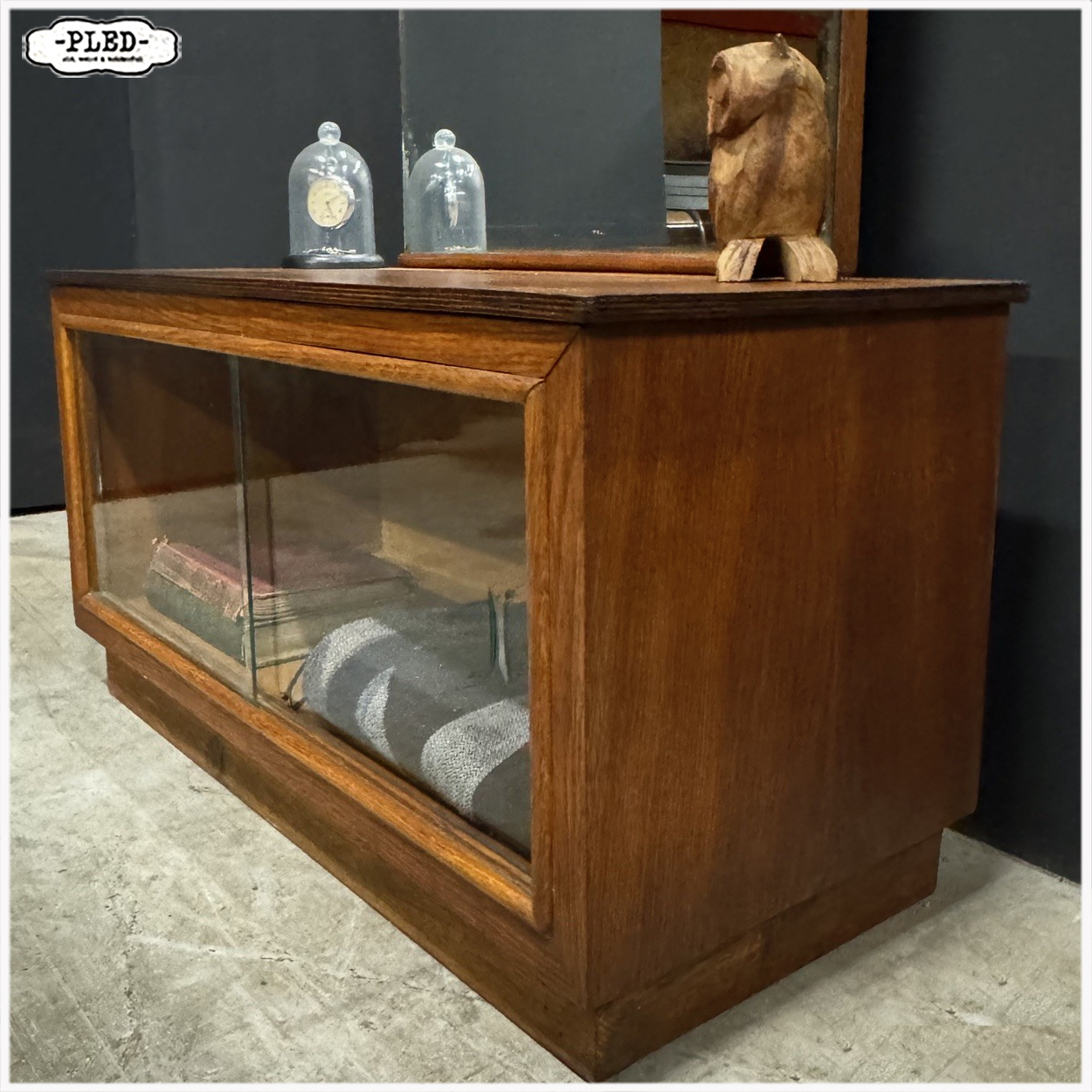 midcentury halkastje met facet geslepen spiegel - Afbeelding 5