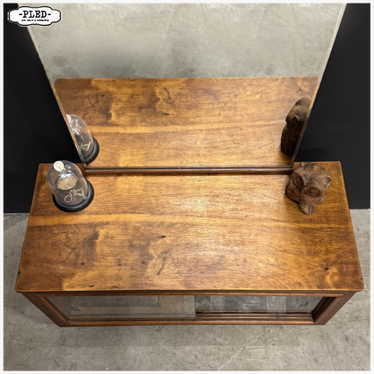 midcentury halkastje met facet geslepen spiegel - Afbeelding 13