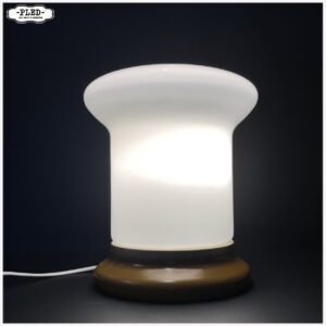 Vintage opaline tafellamp met aardewerk voet, Karel Volf, 1970s