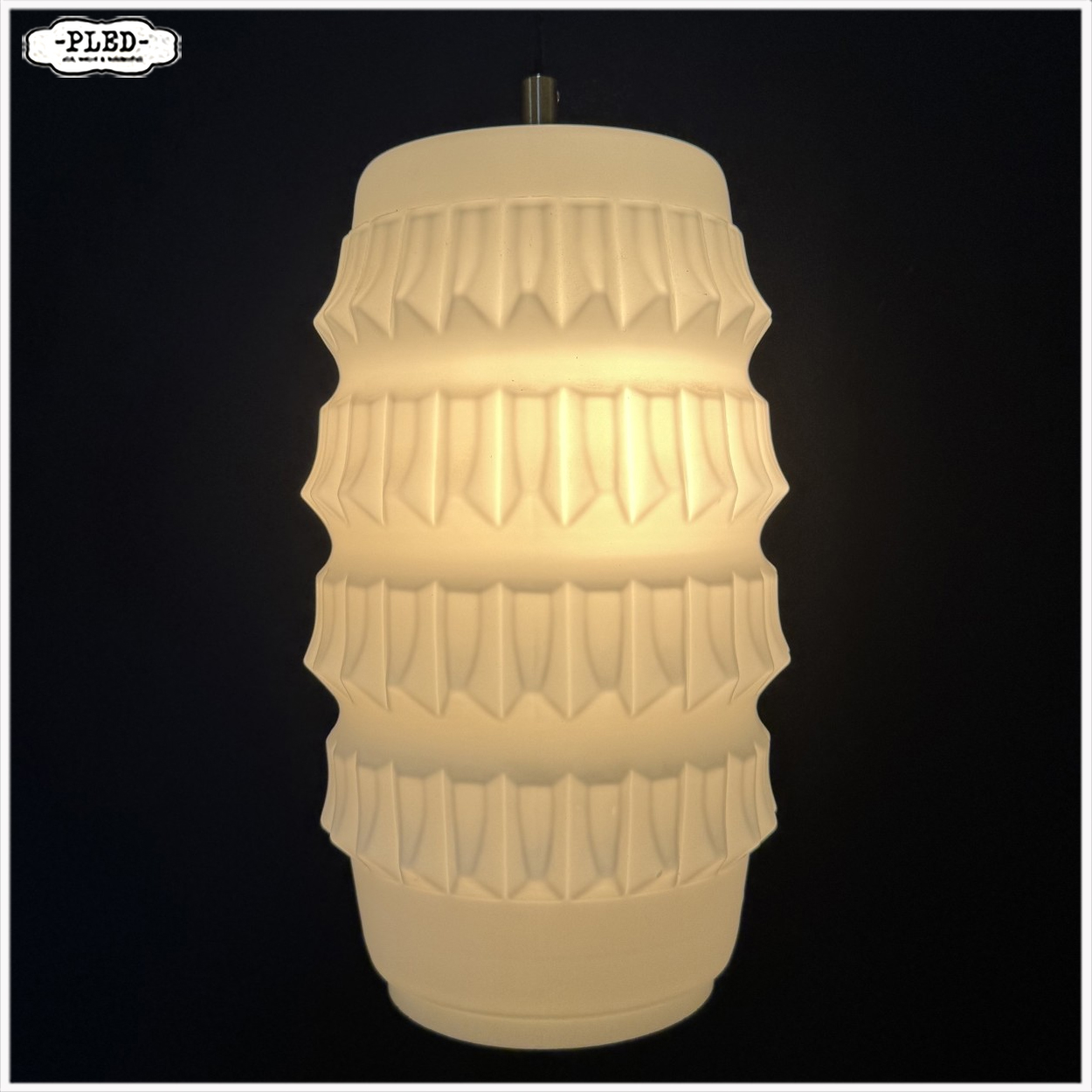 Vintage sculpturale opaline hanglamp, Tsjechoslowakije 1960s - Afbeelding 4