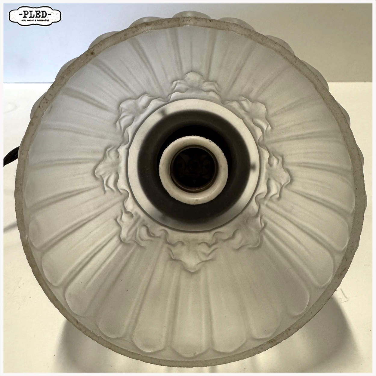 Oud, art deco, frosted glass hanglampje - Afbeelding 5