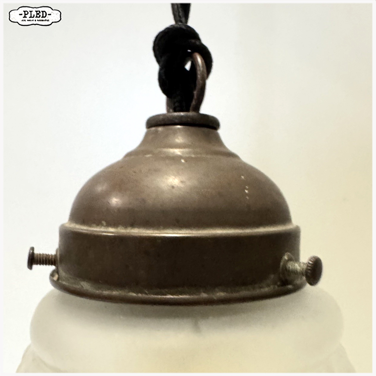 Oud, art deco, frosted glass hanglampje - Afbeelding 6