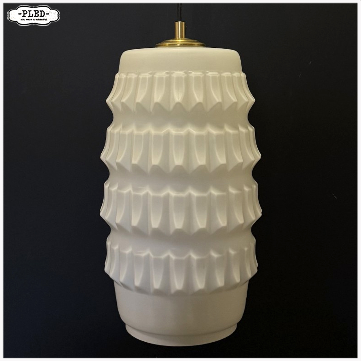 Vintage sculpturale opaline hanglamp, Tsjechoslowakije 1960s - Afbeelding 5