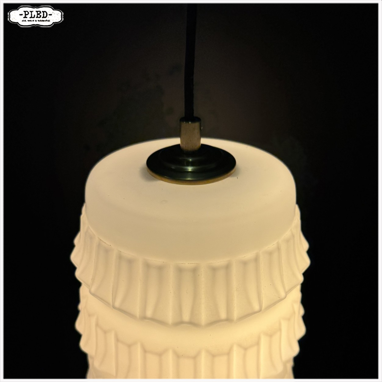 Vintage sculpturale opaline hanglamp, Tsjechoslowakije 1960s - Afbeelding 7