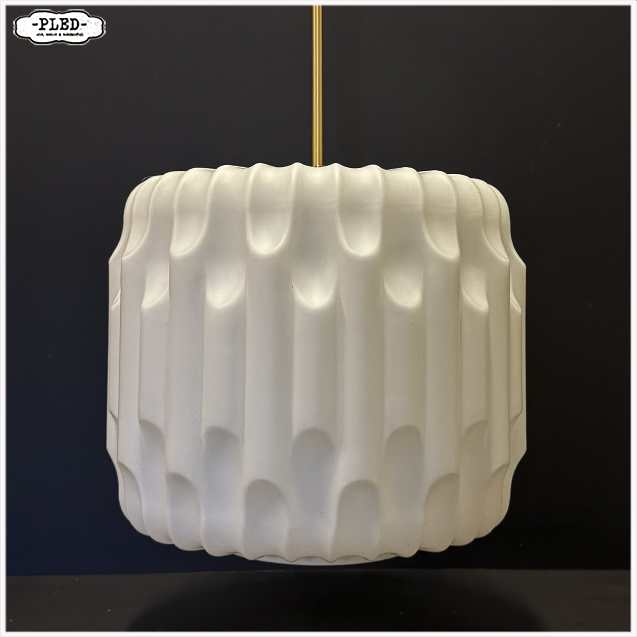 Sculpturale opaline pendellamp, Karel Volf - Afbeelding 6
