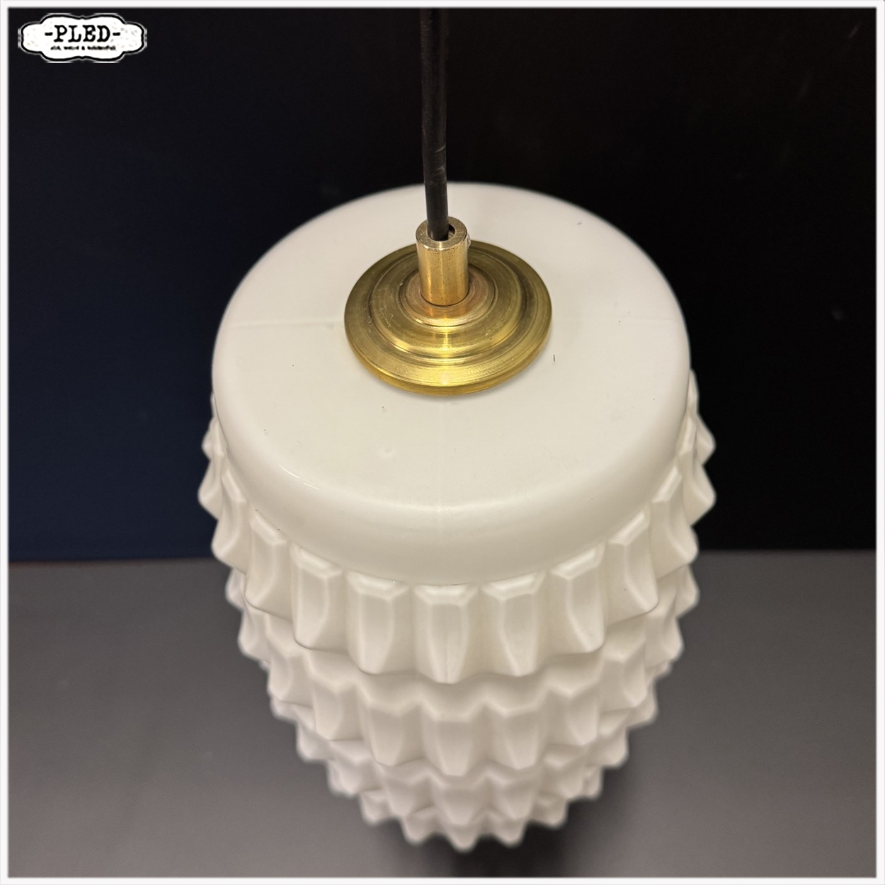 Vintage sculpturale opaline hanglamp, Tsjechoslowakije 1960s - Afbeelding 8